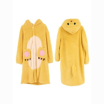 🌟臺灣出貨🌟 睡衣 情侶睡衣 冬天睡衣 居家服 珊瑚絨睡衣 小奶龍睡袍睡衣加絨連帽套裝秋冬新款可愛卡通黃色保暖史迪仔
