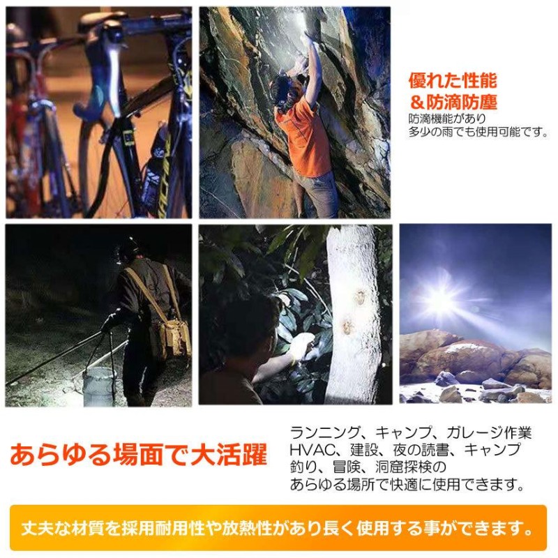 高輝度 LED ヘッドライト 登山 ライト 灯り 懐中電灯 COB マグネット 充電式 頭 超小型 キャンプ 作業灯 el-tozahead  LINEショッピング