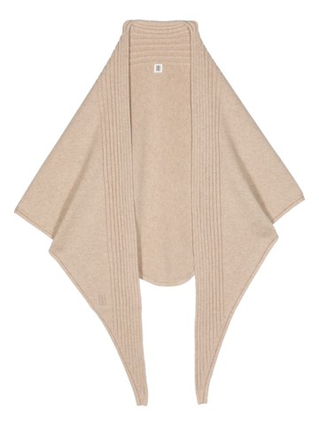 By Malene Birger - ribbed-knit cape scarf - women - Wool - One Size - Brown