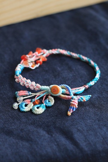 春秋手作繩編 | 瑪瑙碎石手繩 | 編繩顏色可指定