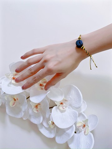 天然緬甸翡翠A玉墨翠平安扣可調節手繩 能量石