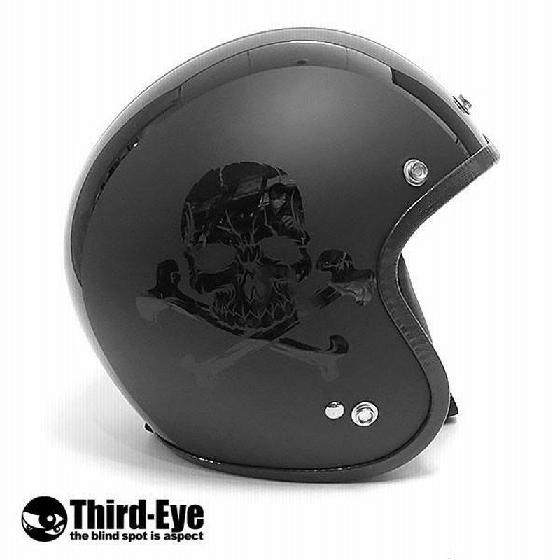 CBGB スカルデザイン ジェットヘルメット 限定 バイク ヘルメット スモールジェット CBスカル BLACK-BLACK