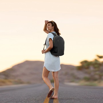 【TRAVELON】Voyages雙層防盜後背包(苔黑) | RFID 防割 雙肩包