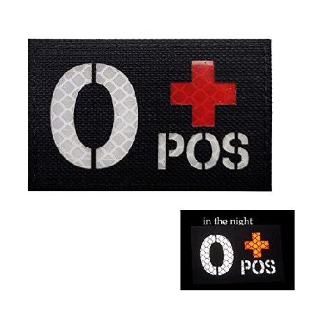 Infrared IR Tactical Blood Type O  POS Positive Hook and Loop Patch, Morale Military Navy Army Badge Patches 5x8 CM (O Black)