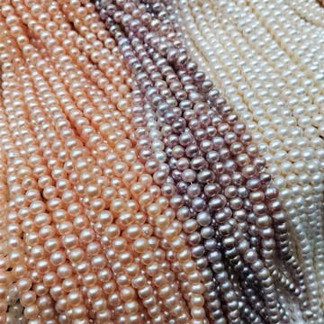 宏雲Hongyun-DB--天然淡水珍珠近圓沖頭串珠雞蛋型真珍珠散珠diy材料半成品