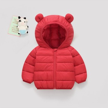 【新年氣氛】兒童紅色輕便棉服 女童紅色輕便連帽外套 男童輕便外套 兒童紅色外套 兒童紅色連帽外套 女童輕便紅色棉服外套
