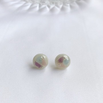 蛋糕塔。天然紫水晶 粉晶 海藍寶 貼耳耳環 抗敏耳針