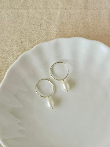 ERATO 兩戴珍珠銀耳圈 SV925 2 WAY