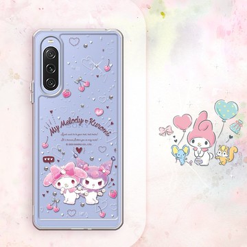 三麗鷗 Sony 全系列 防震雙料水晶彩鑽手機殼-歡樂美樂蒂