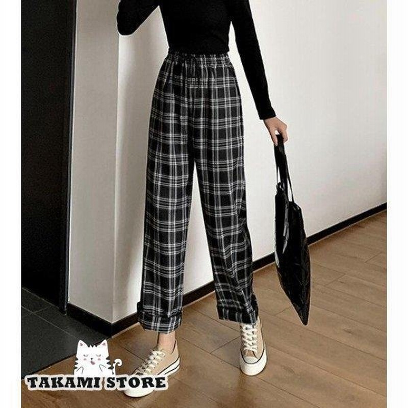 チェックパンツ ワイドパンツ レディース ボトムス ウエストゴム パンツ チェック柄 カジュアル ゆったり 春 秋 大きいサイズ 3l 黒 韓国 ファッション 通販 Lineポイント最大0 5 Get Lineショッピング