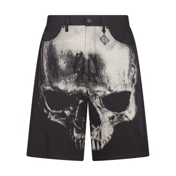 44 Label Group - Black And White Cotton Blend Bermuda Shorts