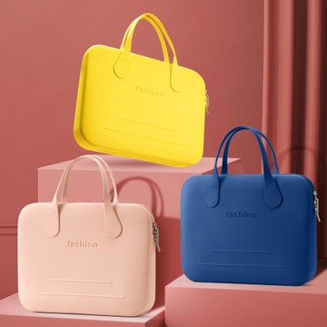 跨境新款硅膠手提包電腦包女化妝包時尚馬卡龍簡約便攜防水收納包