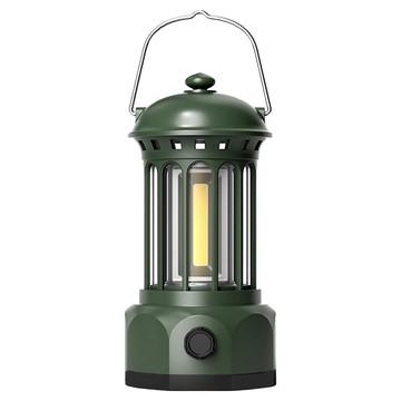 西格傢飾 復古USB充電式手提吊掛COB露營燈  軍綠色  1個