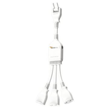 SUPERCELL 超電王 1對3任意轉插座線 台灣製造  32cm  白色  1條