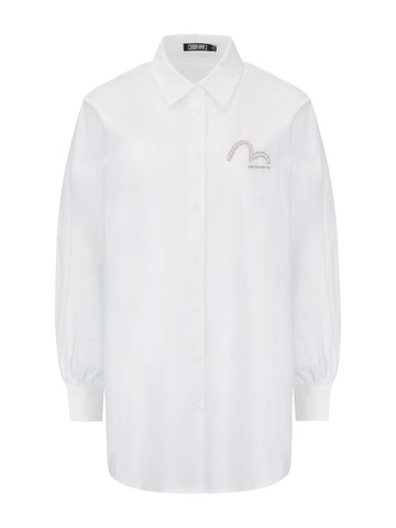 Seagull Embroidery Puff-Sleeve Shirt