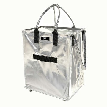 多功能購物包 大容量拉杆背包 摺疊收納手提帶輪旅行拉車袋 （中號）銀色
