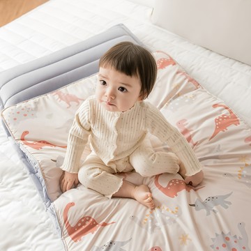 juho DECO 幼兒園午睡袋 防螨款 附收納袋 Set  睡墊(70 x 145cm) + 棉被(70 x 115cm)  粉紅恐龍