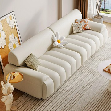 【免運費/免開票】 奶油風沙發客廳2023新款簡約現代輕奢貓爪皮三人直排鋼琴鍵沙發