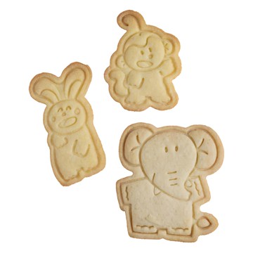 KAI 貝印 KITCHEN 動物友好餅乾壓模組 獅子 河馬 熊貓  粉色  1組