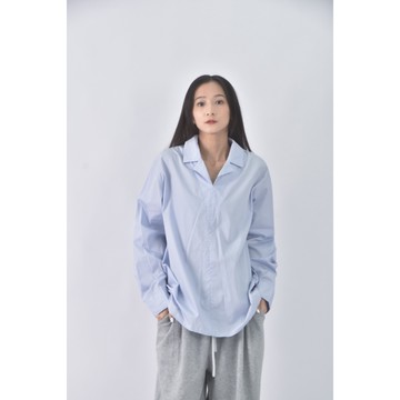 (L) h connect質感藍色長袖上衣二手衣