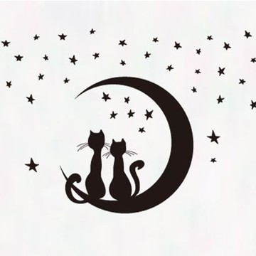 壁貼 星空貓咪 創意壁貼 無痕壁貼 壁紙 牆貼 室內設計 裝潢 Loxin