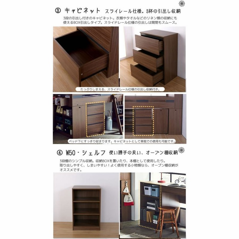 システムベッド ロフトベッド ベッド、デスク、シェルフ、ブック 