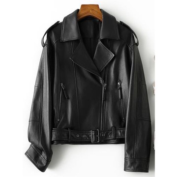 機車皮衣女2025春秋新款小個子半植鞣綿羊皮外套海寧短款真皮夾克