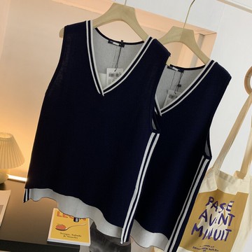 磚柜 文藝針織馬甲背心女B-13秋季V領無袖疊穿寬松毛衣外搭上衣潮
