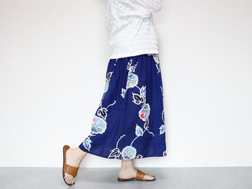 YUKATA SKIRT - 浴衣布料製成的長版 A字裙 - 返鄉或參加夏日祭典皆適宜
