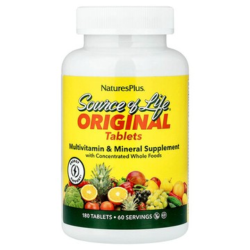 NaturesPlus, Source of Life®，原始片劑，多維生素和礦物質補劑，180 片