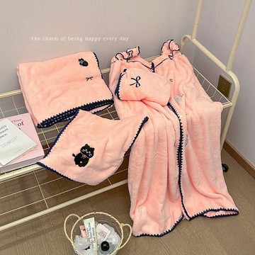 🎀臺灣出貨🎀可愛吊帶浴裙學生洗澡裹巾秋冬加厚保暖浴衣宿舍家用吸水速乾毛巾 浴巾 吸水 快乾 大浴巾 吸水浴巾 可穿式