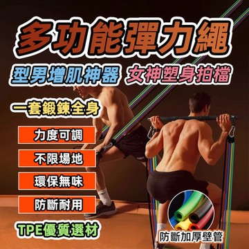 LFlife 多功能健身彈力繩11件組 附收納袋 拉力繩組 彈力繩 拉力帶 日常訓練 重訓 樂豐生活