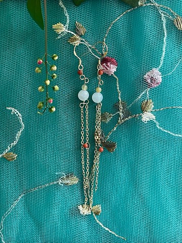 緬甸玉耳環 II 白翡圓珠X黃翡珠X南紅珠 I 緬甸A貨翡翠耳環