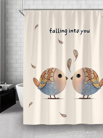 卡通可愛浴簾防水布衛生間浴室窗簾套裝免打孔擋水簾遮光隔斷掛簾 年終特惠