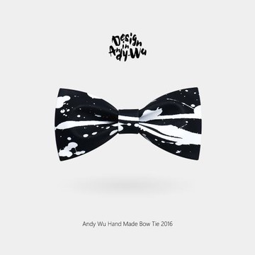 AndyWu手工黑白水墨印花男結婚新郎伴郎禮物英倫蝴蝶結男士領結