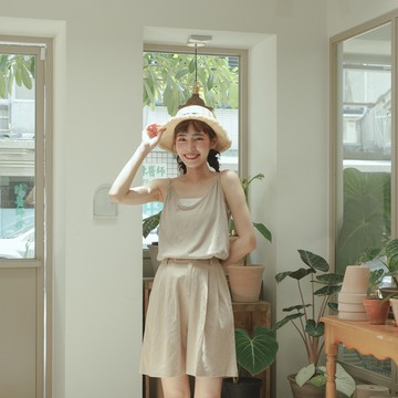 QUEENSHOP_ S  清新V領雪花棉細肩背心 四色售   現+預【01097325】