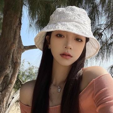 限時特賣帽子最新款小衆白色泡泡紗日系水桶漁夫帽夏季薄款小邊防曬遮陽帽