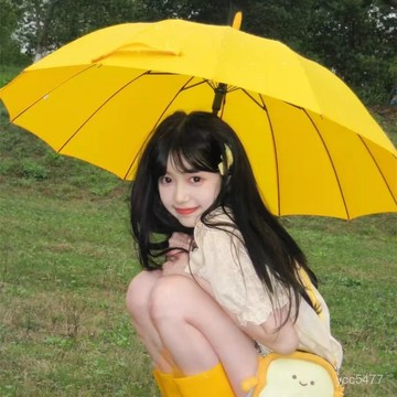 優品精選✨韓劇背著善宰跑錫金惠允衕款16骨黃色雨傘抗風結實學生男女長柄傘