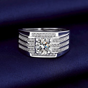 現貨 主播 網紅 斯文 1克拉 莫桑鑽 D 3EX VVS1  八心八箭 戒指 可調式戒圍 不易退色 A424