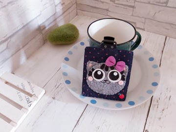 不織布~微笑貓兒平安符袋(夾款)~