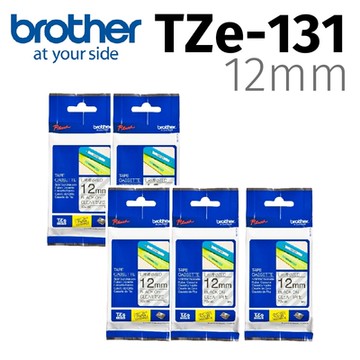 【5入組】brother 原廠護貝標籤帶 TZe-131 (透明底黑字 12mm)