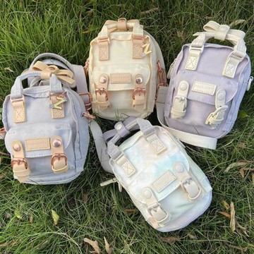 甜甜圈雙肩包迷你斜挎小包配韓版單肩包校園撞色學生單肩包