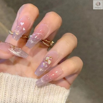 🎀台灣出貨🎀長款貝殼晶石貓眼穿戴甲2024年新款網紅爆款穿戴式美甲成品可拆卸
