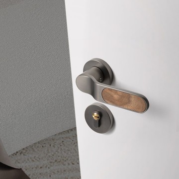 門鎖 臥室門鎖 黑胡桃木門鎖室內臥室家用通用型美式房間門把手磁吸靜音鎖