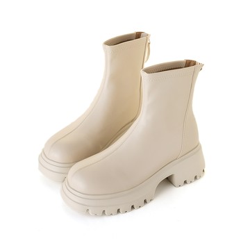 絕對百搭極簡輕量厚底短靴 杏 GB923BE