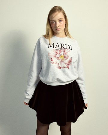 MARDI MERCREDI 印花大學TEE 灰色 玫瑰花 粉白花 純棉 SWEATSHIRT RAGLAN ROSES 01