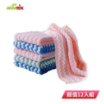 AKWATEK 珊瑚絨超吸水擦拭巾(顏色隨機出貨) AK-09092 超值12入組