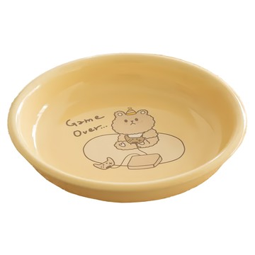 沐慕家居 陶瓷碗盤餐具 圖案盤子  直徑20cm + 高4cm  沐慕熊 黃色  1個