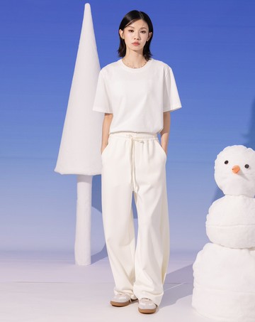 立體打褶造型鬆緊寬褲(三色)