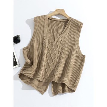 針織馬甲背心女士襯衫疊穿V領短款春秋毛線坎肩冬款外穿無袖毛衣